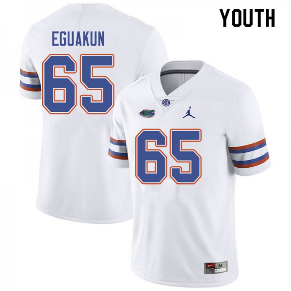 Jordan Brand Youth #65 Kingsley Eguakun Florida Gators College Football Jersey White